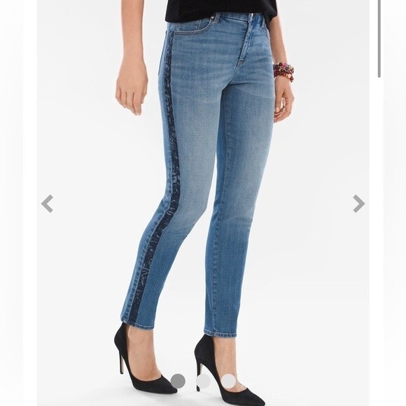 Chico’s So Slimming Velvet Side-Seam Girlfriend Ankle Jeans Women's Sz. 0.5 (6) - Picture 1 of 11
